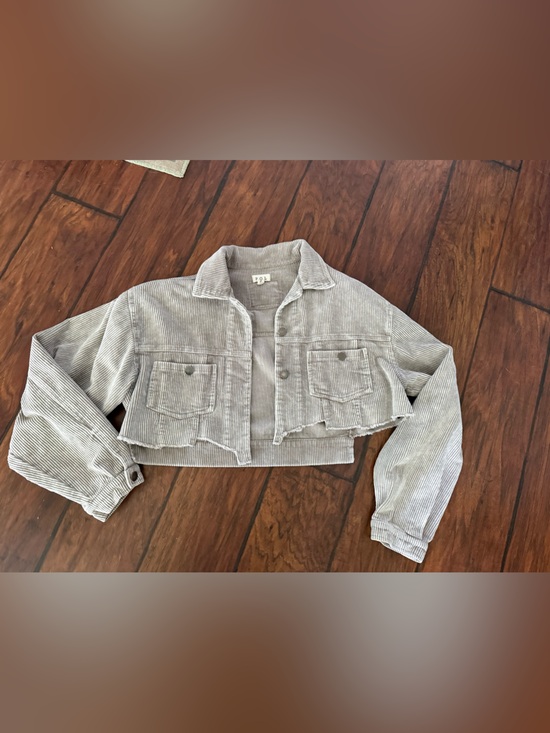 POL Jackets & Blazers - POL Cropped Corduroy Jacket in Light Gray